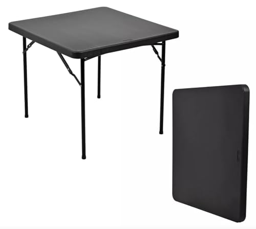 EKE Mesa Tablon Plegable Cuadrado 87 cm para Exteriores Interiores Reuniones Jardin (Negro)