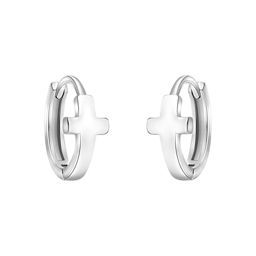 SOFIA MILANI - Boucles d'Oreilles pour Femme en Argent 925 - Boucles d'Oreilles Créoles avec Motif en Forme de Croix - 20799