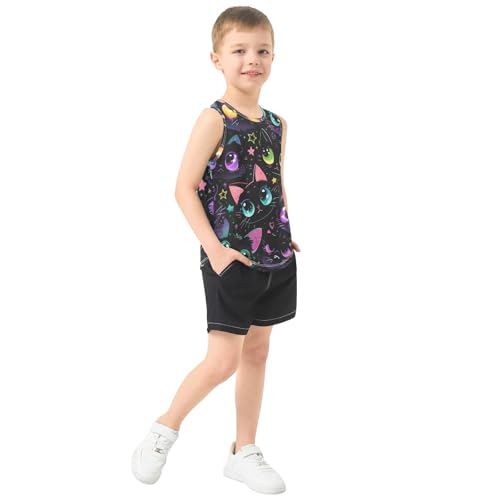 Boys' Tank Top Shirt Dark Cat Pattern Sleeveless T-Shirts4