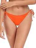 RELLECIGA Women's Orange-Red High Cut Brazilian Tie Side Bikini Bottom Size Medium
