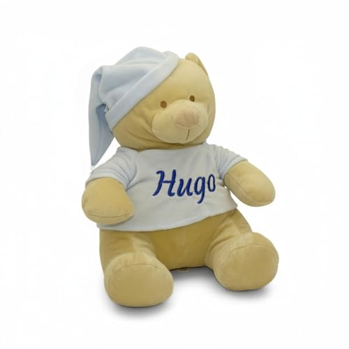 Peluche Osito Personalizado con Nombre Bordado – Suave y Seguro, Ideal para Bebés y Niños Pequeños (Azul Celeste)