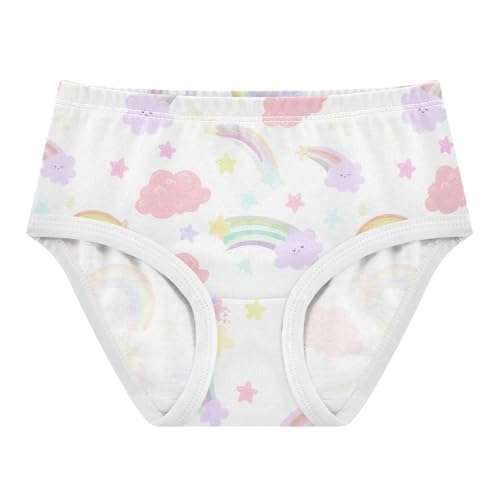 Joisal Girls Underwear Toddler 2t Cotton Girl Panties Cute Designer Briefs Underpants Pastel Colorful Stars Rainbow Cloud
