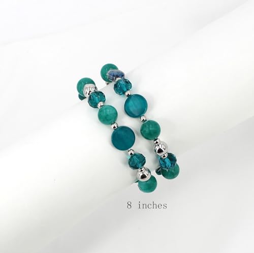 Stackable Beaded Bracelet for Women Multilayered Colorful Cute Turquoise Crystal Stretch Bracelet Trendy Costume Jewelry Holiday Gifts for Women4