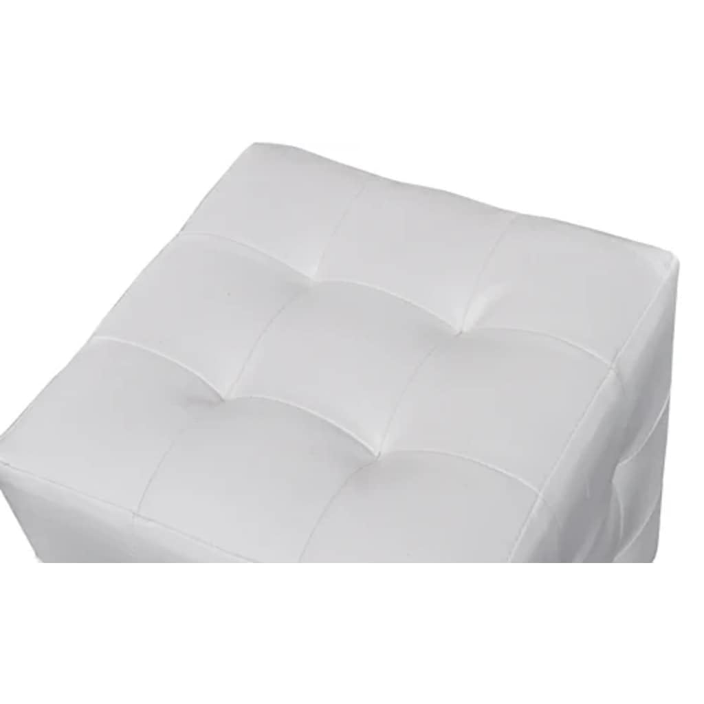 Würfelhocker 2er Set Weiß, Kunstleder Sitzwürfel 30x30x30 cm