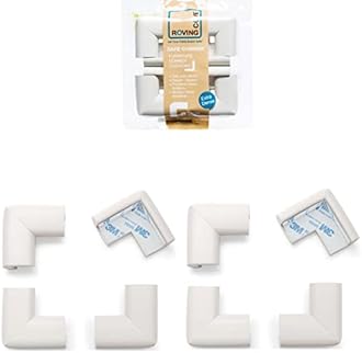 Roving Cove® 8-Piece "Safe Corner® Cushion" - PRE-TAPED CORNERS; 8-Pack - OYSTER; Premium Childproofing Corner Guard; Child Safety, Home Furniture Safety Bumper, Baby Proof Table Corner Protector