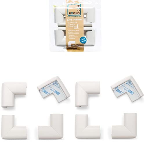 Roving Cove HeftyFit Corner Protector for Baby (8 Large Corners), Heavy-Duty Soft Rubber Foam Furniture Corner Bumper Guards, 3M Adhesive Pre-Taped, Oyster White (Off White)