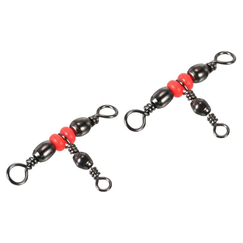 PATIKIL 3 Way Swivel, 60Pcs 41lb Stainless Steel Cross Line T-Turn Triple Barrel Terminal Tackle for Saltwater Freshwater Fishing, Black