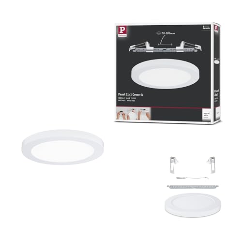Paulmann 95389 LED Panel 2in1 Cover-it 225mm Neutralweiß rund incl. 1x16,5 Watt Deckenleuchte Weiß matt Deckenlampe Kunststoff Wohnzimmerlampe 4000 K
