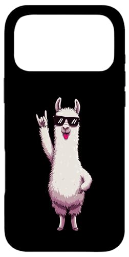 Cool Llama Tongue Out Rock Sign �A�j�}���O���t�B�b�N�T���O���X �X�}�z�P�[�X iPhone 17 Pro Max �p