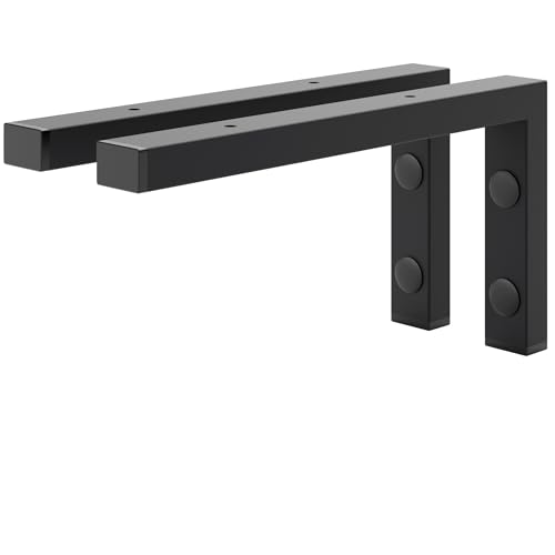 HOLZBRINK 2X Wandkonsole Schwarz für Waschtisch, Design und stabil Waschtischhalterung oder Winkel für Wandregal, Waschbecken Unterbau Wandmontage für waschtischplatte, 300x150 mm