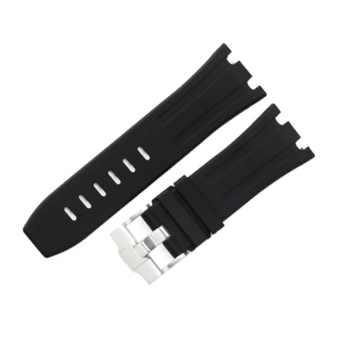 Bracelet montre etanche 28mm souple compatible Royal Oak Offshore noir