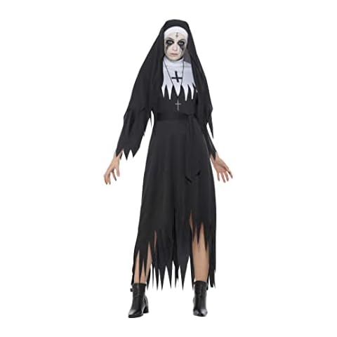 COMFYLOT & KK TRADERS MCR LTD® Women's Demon Nun Halloween Costume, Dress with waist Sash, Necklace and Head Piece Ladies Dress Up Party Halloween Cosplay Cover