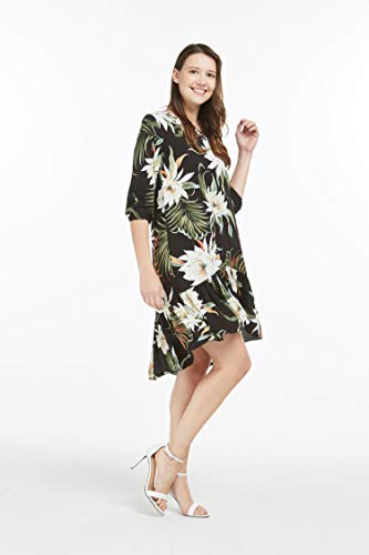 Image of Family Matching Hawaiian Clothes, Wispy Cereus Black | Lightweight 100% rayon • Family matching outfits • Tropical floral print • Beach vacations • Luaus • Cruises • Family photos