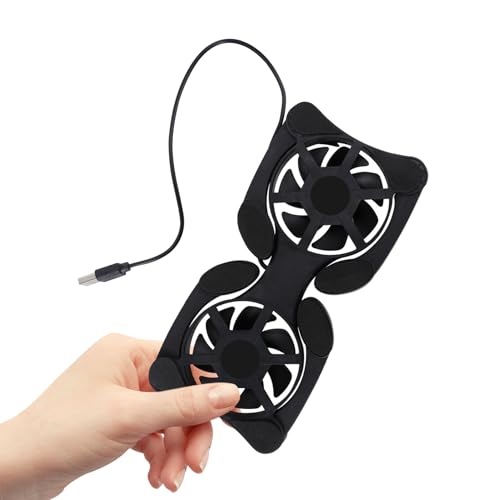 GALPADA Enfriador Portátil para Portátil USB, 2 Ventiladores Plegables, Base de Abs para Computadora Negra, Almohadilla de Refrigeración Compacta y Silenciosa
