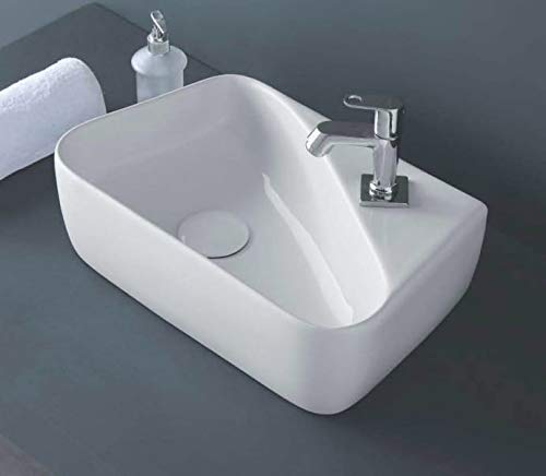 senistoLatest Ceramic Wash Basin Countertop Tabletop Bathroom Sink Wash Basin (18 x 11 x 5 INCH) JEX - 1041