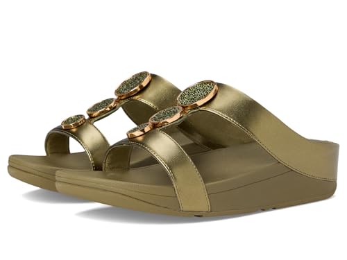 Image of FitFlop Halo Bead-Circle Metallic H-Bar Slides