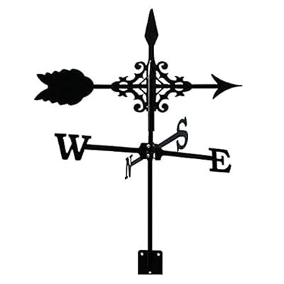 Exquisite Metal Weather Vane Ornament Metal Weathervane with Arrow Ornament, Garden Stake Weather Vane Wind Vane Professional Measuring Tool Wind Direction Indicator Garden Yard Roof Mount
