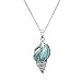 Sterling Silver Natural Larimar Seashell Pendant with 18" Chain