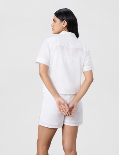 Image of Symbol Premium Women's Embroidered Cotton Co ord Set | Shirt & Shorts with Embroidery |Relax Fit | Casual Summer Travel Outfit (Available in Plus Sizes)