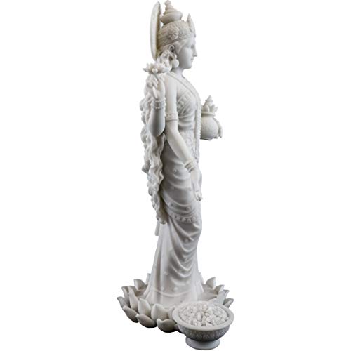 Top Collection 10.25" Lakshmi Statue in White Marble Finish - Hindu Goddess of Wealth, Prosperity, Wisdom and Fortune Sculpture