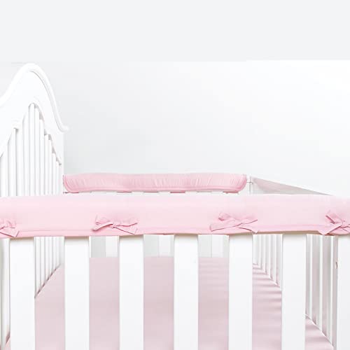 Image of Ruddiscrad Críb Rail Cover for Teething, Críb Rail Guard Cover 3 Pieces (one Set) Anti-Collision Guardrail Protector Cushion Wrapped Padded Baby Críb Rail Cover Set Guard Front for Boy&Girls (Pink)