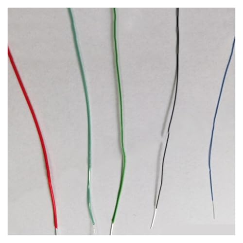 Alambres y cables UL (PVC) Cable extrafino de un solo núcleo Chapado en plata, Cable resistente a altas temperaturas de 200 grados con revestimiento de teflón de un solo hilo, 5m(Green,5 M_OD 0.8MM)