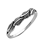Anillo de cuatro hojas pequeñas de plata de ley pura, anillo delicado, anillo de árbol, anillo de hojas, anillo bohemio bohemio, anillo minimalista, anillo de regalos para mujer