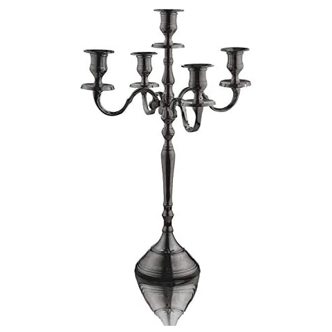 Klikel Candelabro de 5 velas de 45 cm en aluminio negro Cover