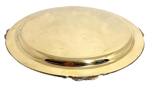 Image of A & H ENTERPRISES Designer Brass Plate for Dinner /Thali /Brass Plate for Pooja Heavy Big Size Plate Dinnerware Serveware (Beautiful Floral Design, 30 cm) - Set of 4 Pc Dinner Plate
