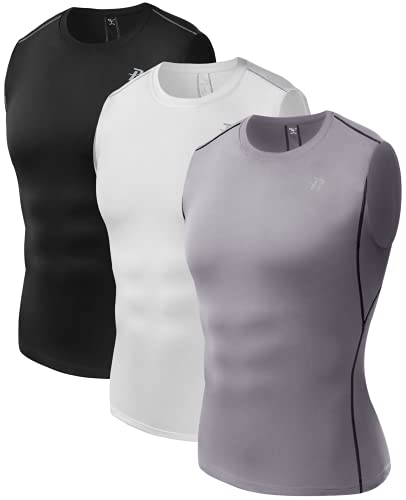 Runhit Sleeveless Compression Shirts for Men:Compression Tank Tops Tight Undershirts Slimming Fitted for Sports Exercise