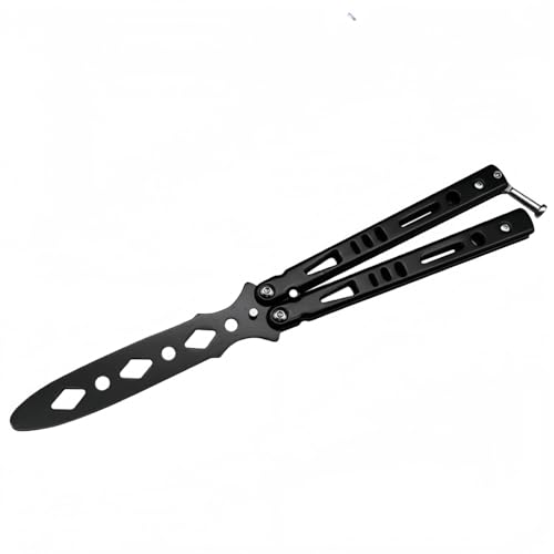 Lajiakoy® Butterfly Trainer, Butterfly Messer, Trainingsmesser mit Ungeschärfter Klinge, Edelstahl Butterfly Kamm Practice Tool für Practicing Flipping Tricks (Schwarz)