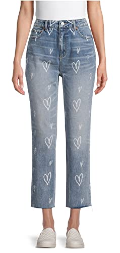No Boundaries Junior's Heart Print High Rise Cropped Jeans - 11