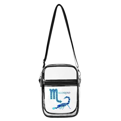 Scorpio Clear Crossbody Bag Stadium Bag Adjustable Side Shoulder Bags Messenger Bag with 2 Compartments