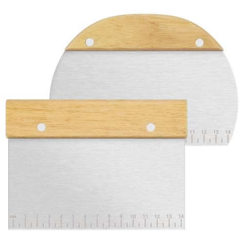 Vicloon Coupe Pâte Boulangerie 2PCS Corne Patisserie Manche en Bois Spatule Cuisine Raclette avec Mesure Ustensiles de Spatule Cuisine Inox Ramasse Légumes Cuisine...