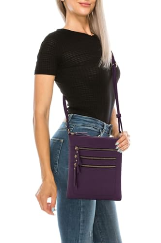 Image of Solene Crossbody Bag Functional Multi Pocket Messenger Purse Top Zip Closure Shoulder Handbag With Adjustable Strap