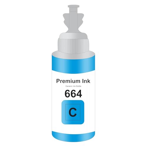 Image of T664 Compatible Ink for Epson L130, L360, L380, L361, L565, L210, L220, L310, L350, L355, L365, L385, L405, L455, L485 Printers (T664 Cyan Ink 1 Pcs)