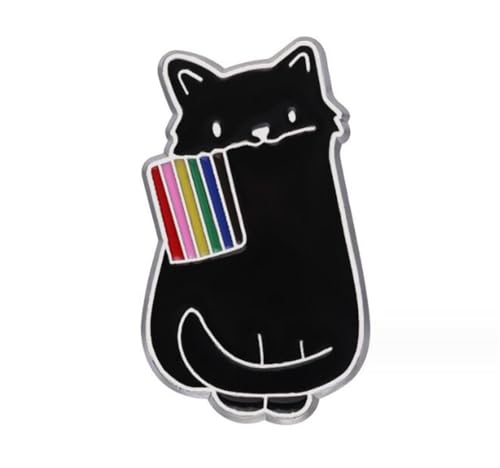 SAIBHANG Broche esmaltado de gato preto com bandeira de arco-íris LGBT, broche de gato, emblema de lapela, colar de joalharia, presente para amigos e crianças, metal, Metal
