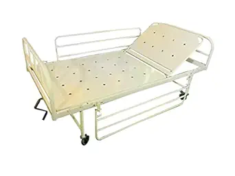 P.M.P.S. Iron Hospital Semi Fowler Bed Regular With Side Railing And Caster Wheel Head Side Elevation Present I Size 76X36X18 (Lxwxh) Inches I Self Installation Required (Diy)