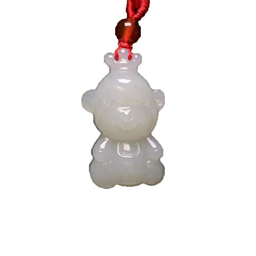 Collier en Jade Naturel Hetian : pendentif singe en jade blanc pour remplacer les bijoux synthétiques