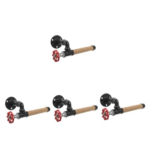 DOITOOL 4pcs Wall-Mounted Paper Holder Kitchen Towel Rack Industrial Pipe Towel Rack