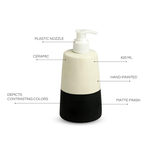 Image of ExclusiveLane 'Shadow & Light' 3 Piece Ceramic Bathroom Accessories Set - Soap Tray, Toothbrush Holder, Liquid Soap Dispenser