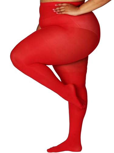 Image of HONENNA Queen Plus Size Tights Semi Opaque Control Top High Waist Stockings Nylons Pantyhose for Women 1X 2X 3X 4X 5X 6X