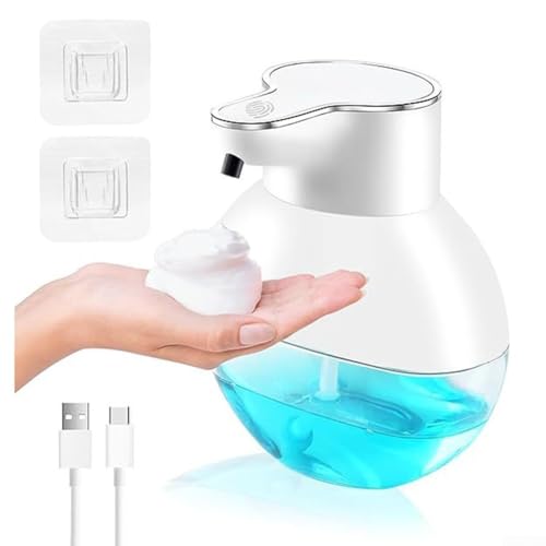 Dispenser automatico di sapone in schiuma per bagno cucina, dispenser di sapone intelligente a parete con sensore, 12 x 8 x 12 cm, bianco, compatibile con la maggior parte dei saponi in schiuma
