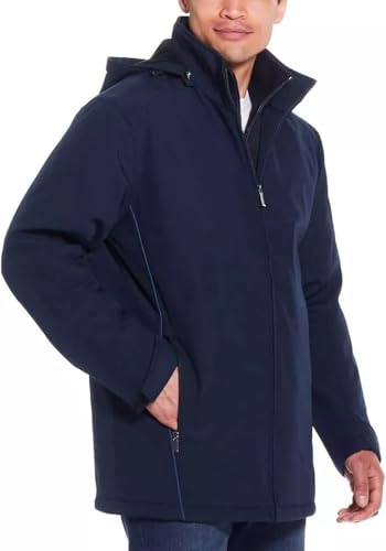 Weatherproof Men’s Ultra Tech Removable Fleece Lined Hood Jacket (Blue,X-Large)