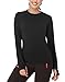 Soneven Sportshirt Damen Langarm Atmungsaktiv Funktionsshirt Damen Langarm Fleece Thermo Laufshirt Langarmshirts Pullover mit Daumenlöche Running Longsleeve Sportoberteile Herbst Reines Schwarz L