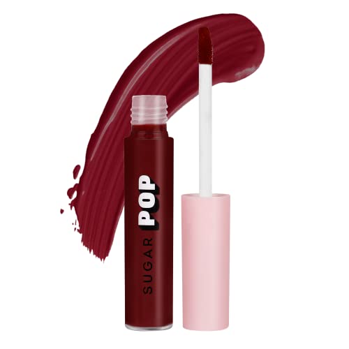 Image of SUGAR POP Liquid Lipstick - 01 Burgundy (Plum Red) - 2.5 ml - Velvet Matte Texture, Non-drying Formula, Transfer Proof, Long Lasting, Rich Hydrating Pigment l All Day Wear Lipstick for Women