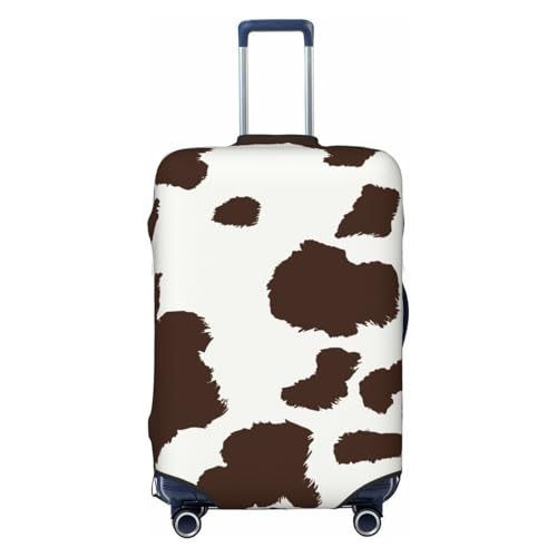 Brown Cow Print Luggage Cover For Suitcase,Washable Elastic Travel Suitcase Protector With Zipper Closure And Bottom Buckle – Fits 18-32