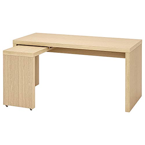 Escritorio MALM con panel extraíble 151x65x73 cm chapa de roble blanco teñido