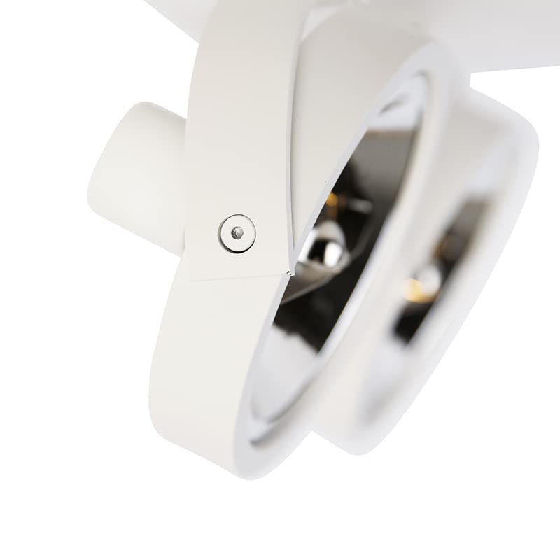 Qazqa Verstellbarer Deckenstrahler, Deckenspot - Go - Weiß, max. 3W, Geeignet für LED, 30cm, Rechteckig, 2-flammig, Ideal als Wohnzimmerlampe, Küche lampe und