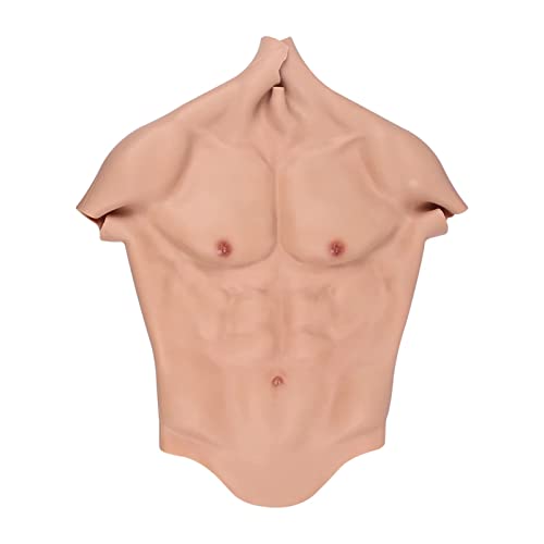 XSWL Traje de músculo de Silicona, Vientre Masculino Realista, Pecho Falso, simulación de músculos Artificiales, Cosplay, Camiseta de Hombre musculoso,Natural Color,L Cover